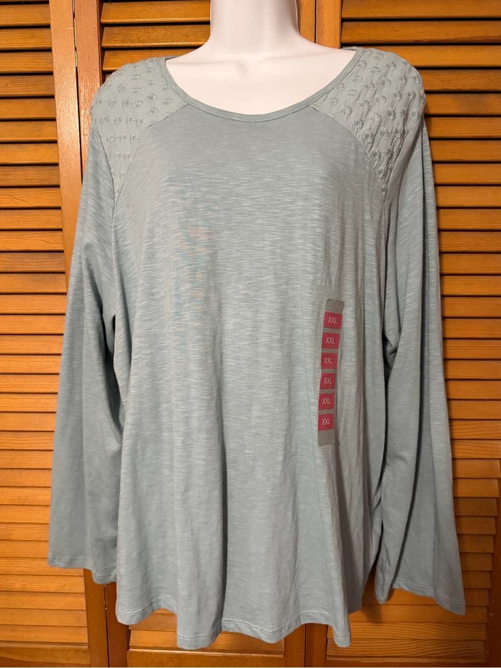 Gloria Vanderbilt NEW Top Sage Green Long Sleeve Knit Soft & Stretchy Size XXL